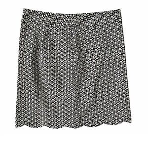 Talbots Womens Sz 4 Scalloped Hem Pencil Straight Skirt Geo Design Black White